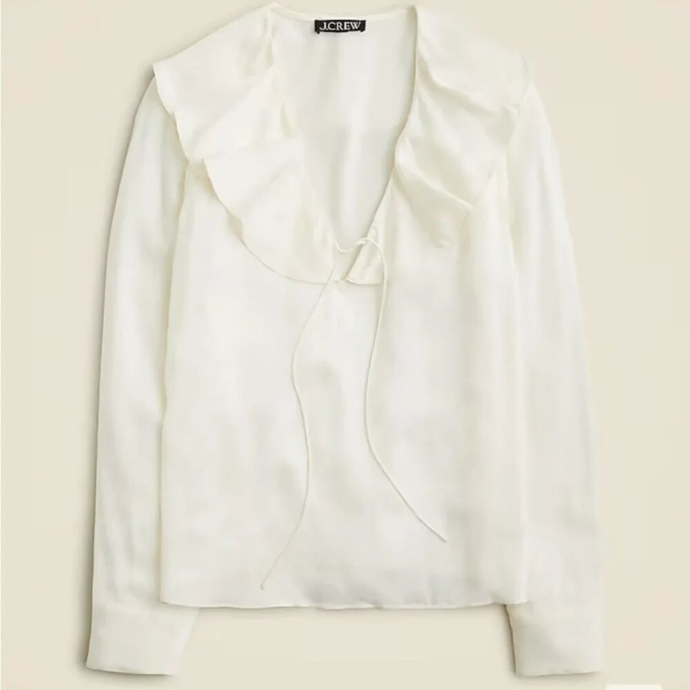 J.Crew Ivory Goldie Victorian Blouse Top In Satin Size XS